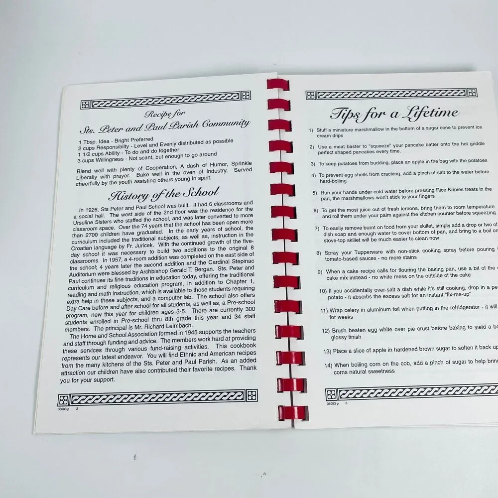 Cooking In The Millennium 2000 Omaha NE Saints Peter Paul School Spiral Cookbook